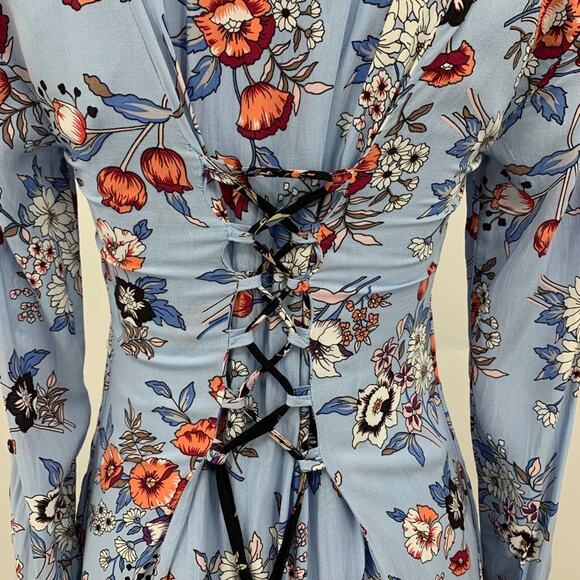 Maeve Shirt Dress Womens 0 Floral Leyster Lace Back Button Front Anthropologie - Picture 8 of 16